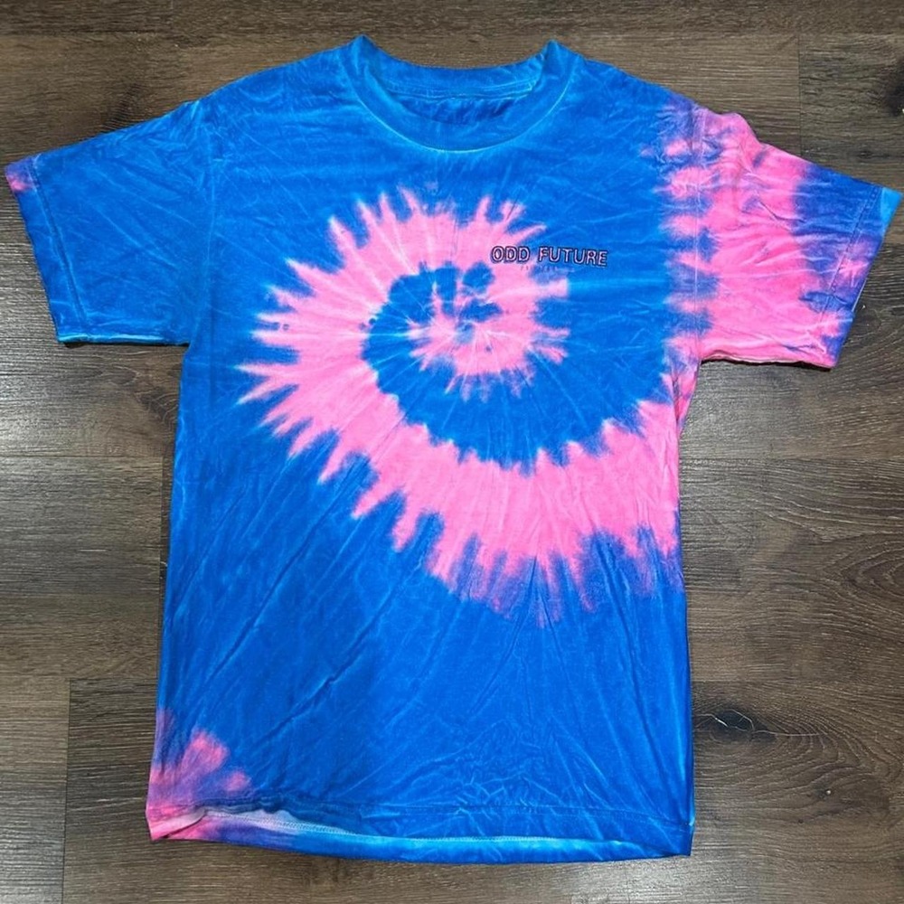 Odd Future Blue Pink Tie Dye Donut Logo Graphic T-Shirt Mens Small